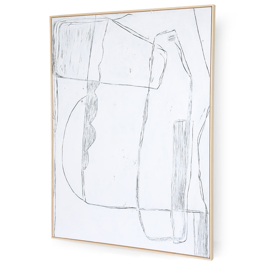 Framed Brutalism málverk - hvítt 120x160 cm