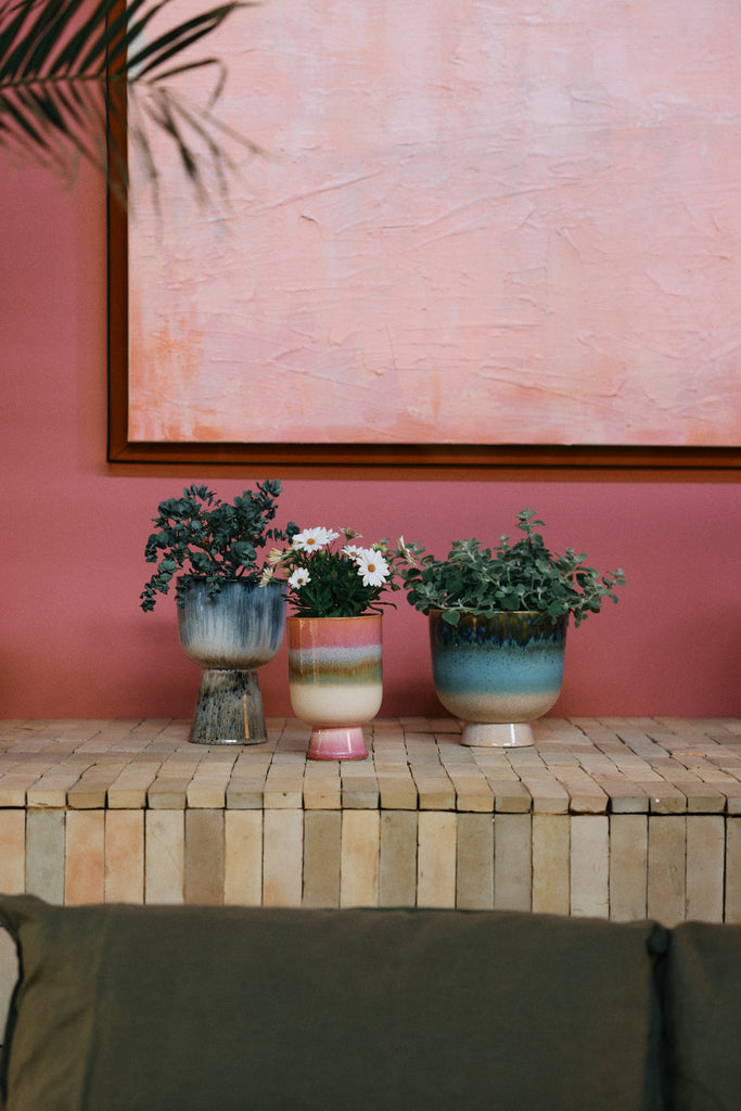 70's retro blómapottur - lagoon