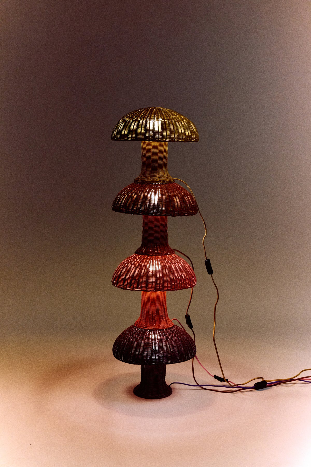 Lampi rattan mushroom - mustard
