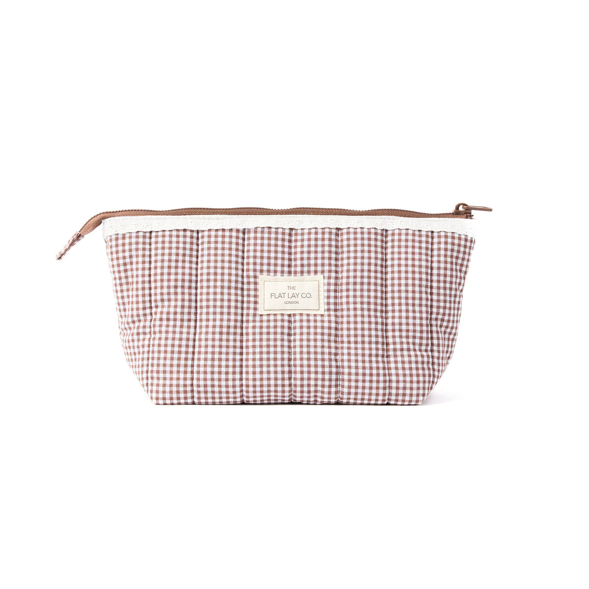 Essential Makeup Pouch -  Mocha Gingham