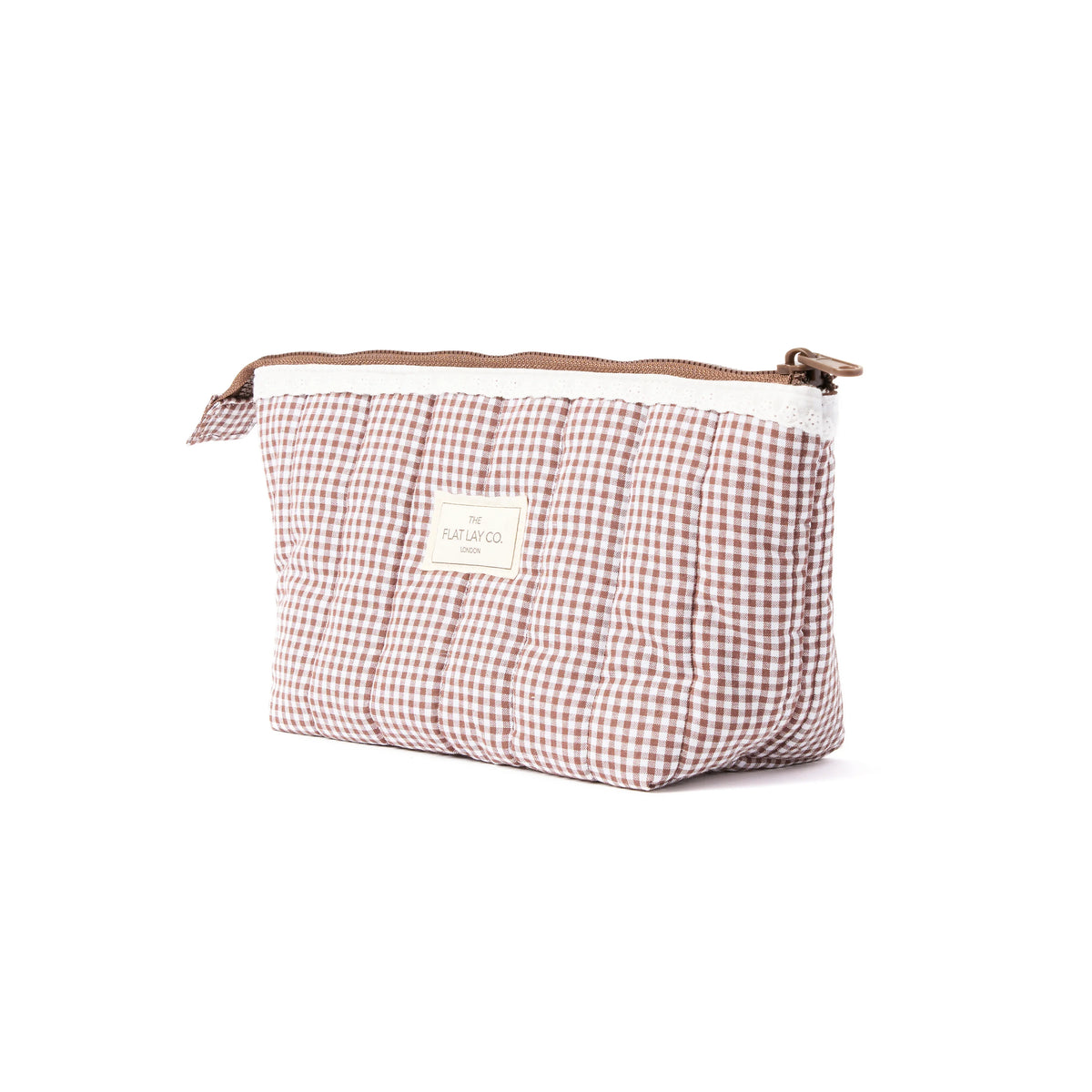 Essential Makeup Pouch -  Mocha Gingham
