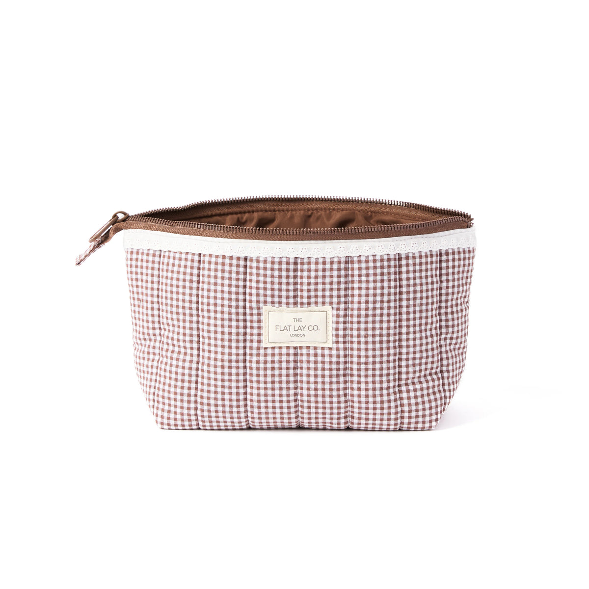 Essential Makeup Pouch -  Mocha Gingham