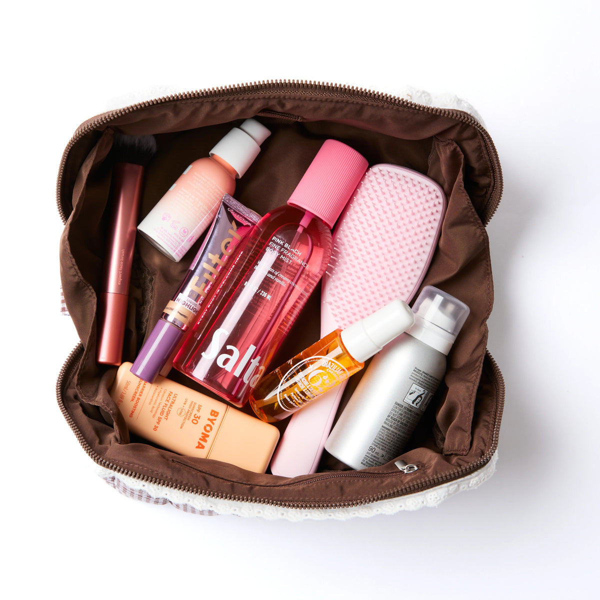 Flat Lay Box Bag - Mocha Gingham