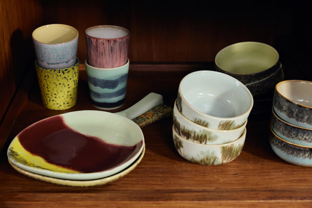 70's keramík bakki - cherry