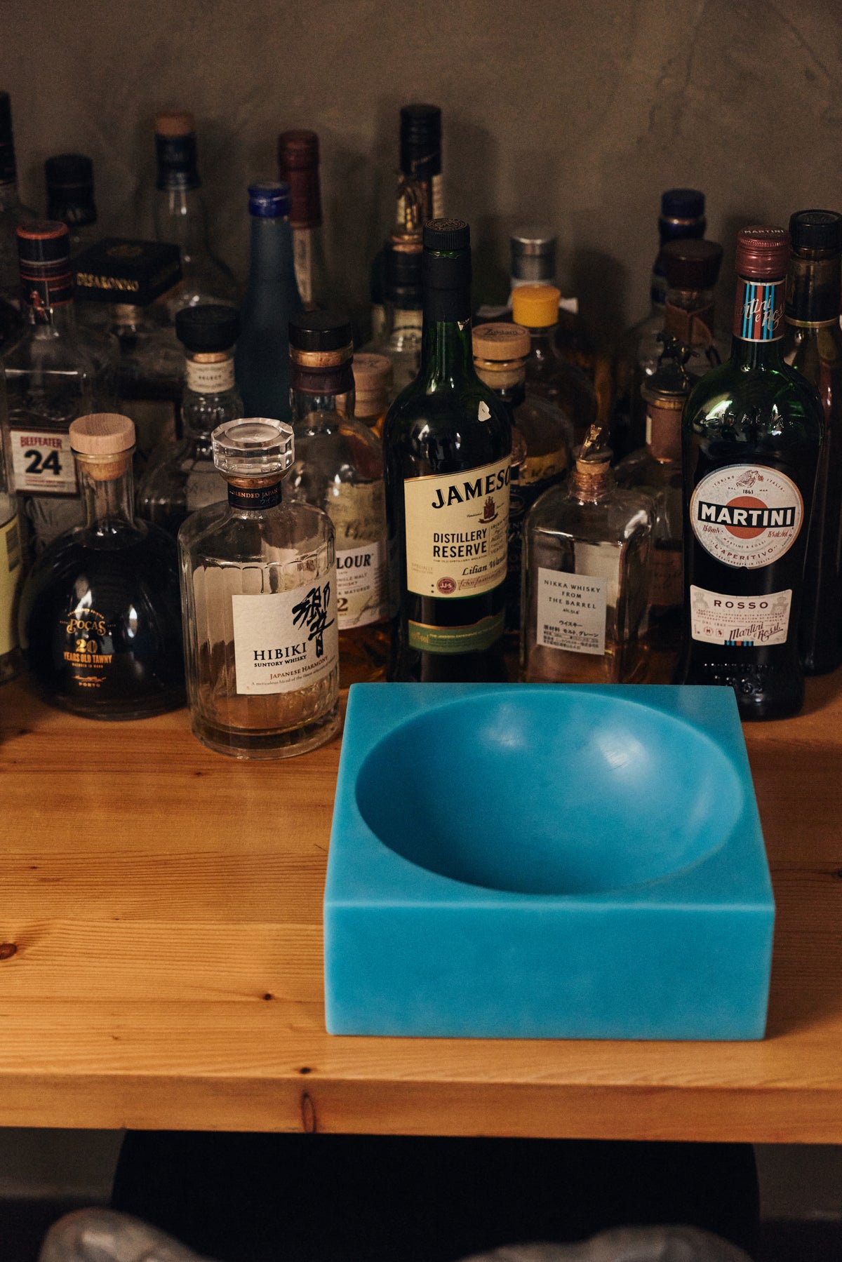 Skál/skúlptúr cube - blue/stór