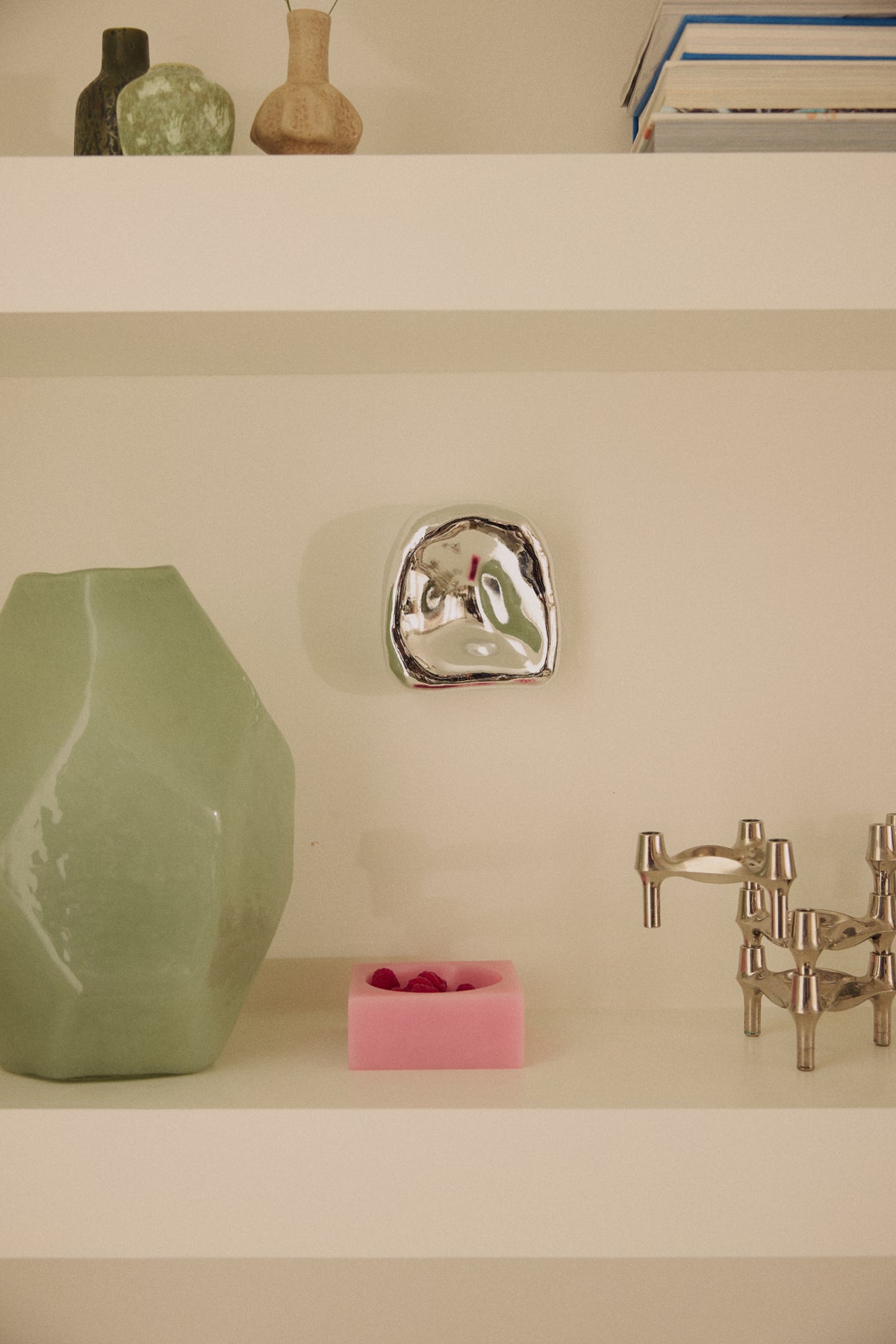 Skál/skúlptúr cube - pink/lítil