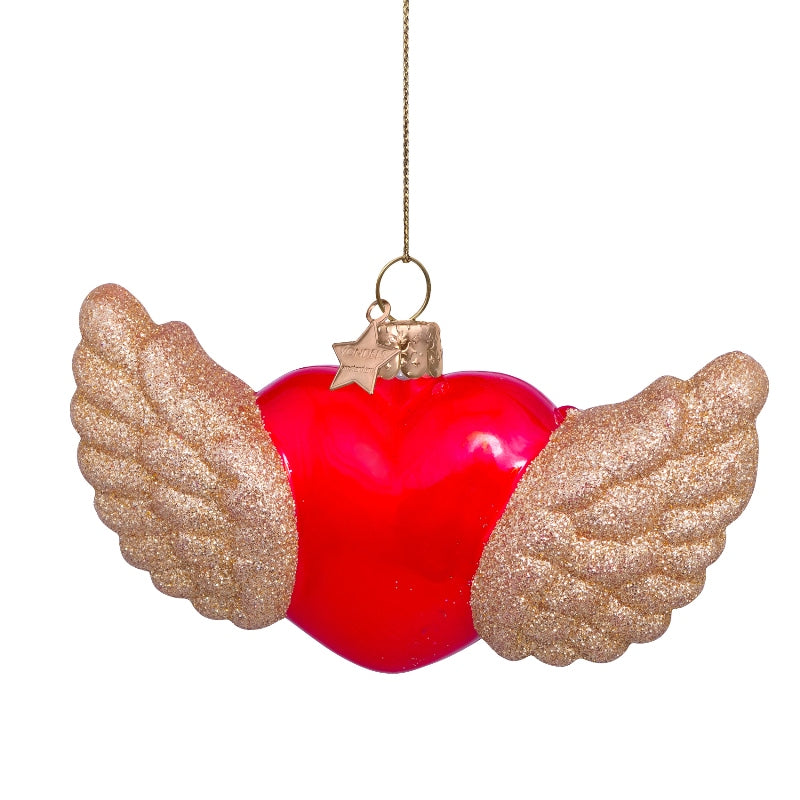 Jólaskraut - Heart with gold wings