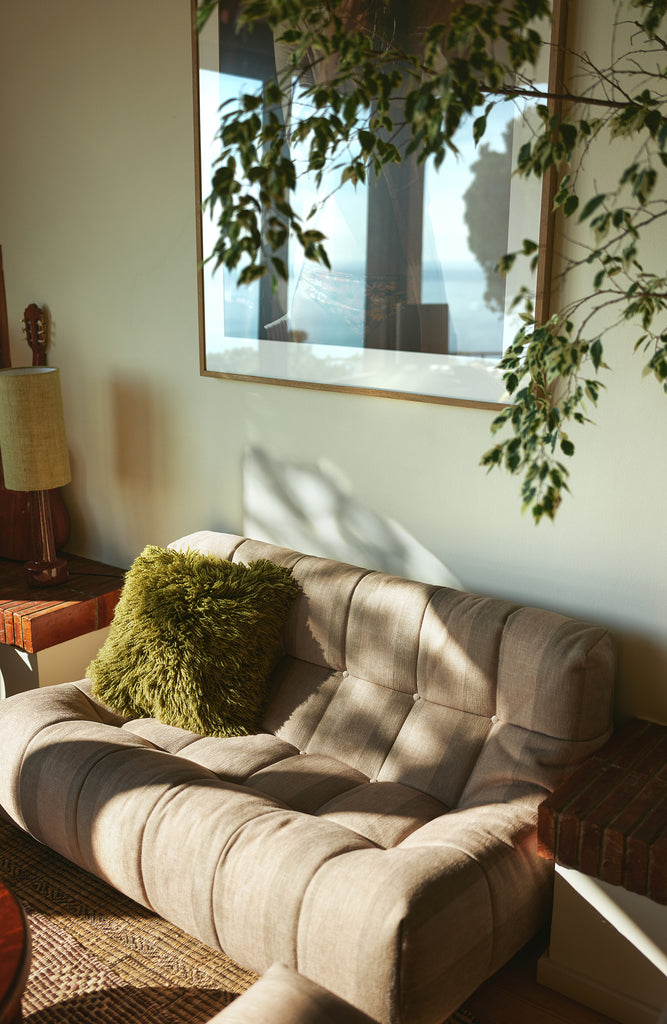 Púði - fluffy olive