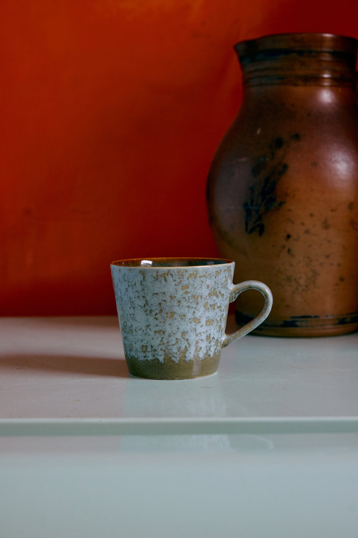 70's keramík cappuccino bolli - verdigris