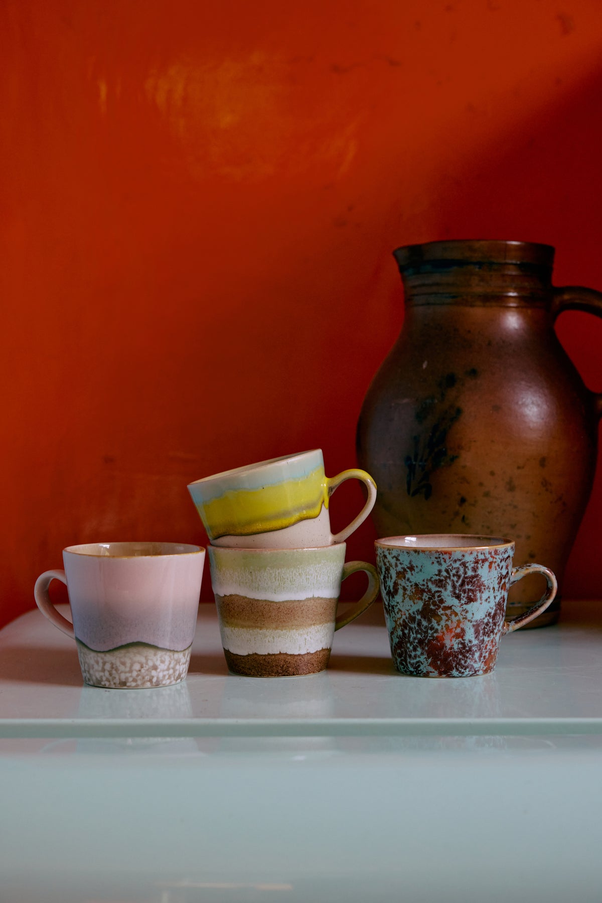 70's keramík americano bolli - umber