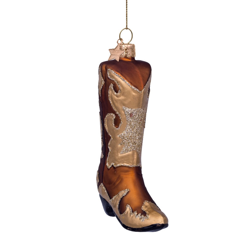 Jólaskraut - Brown/glitter cowboy boot