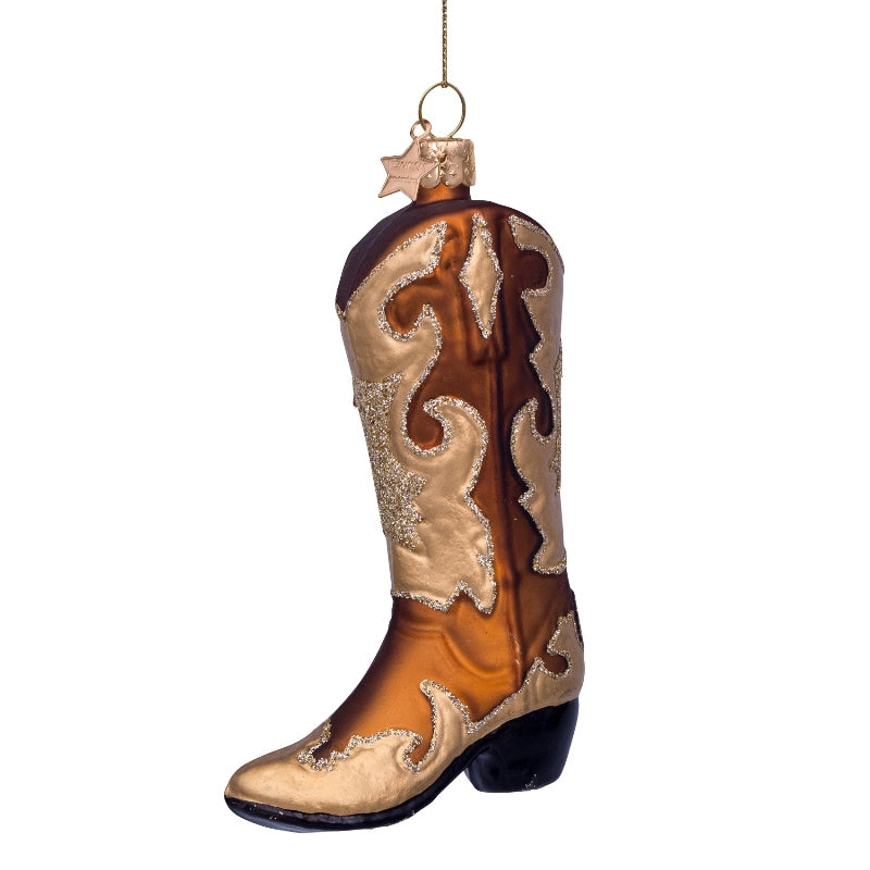 Jólaskraut - Brown/glitter cowboy boot