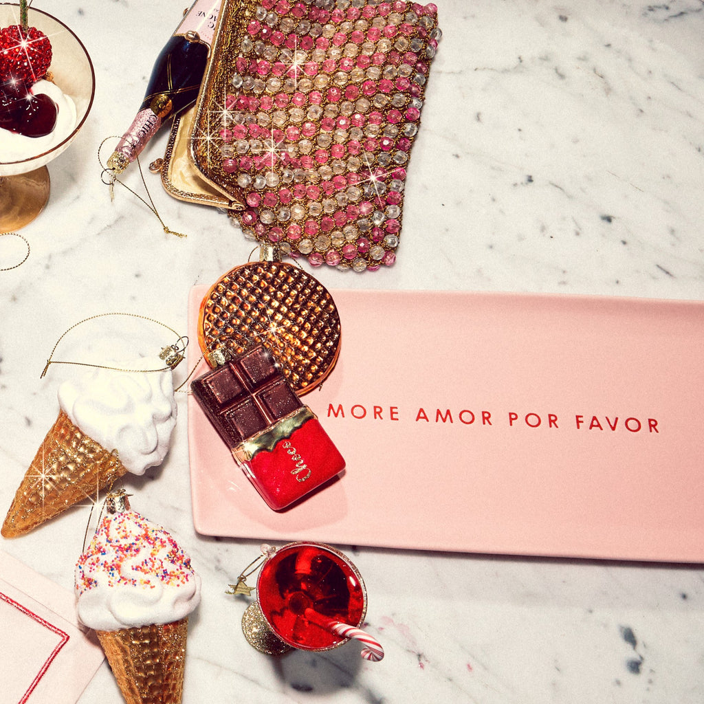 Framreiðsludiskur 15x35 cm - More amor por favor/pink