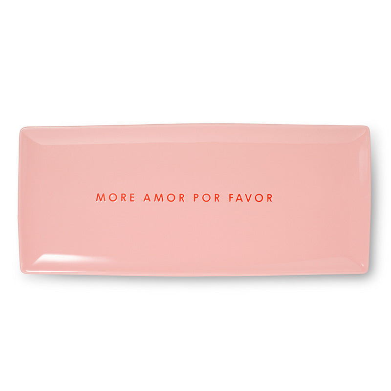 Framreiðsludiskur 15x35 cm - More amor por favor/pink