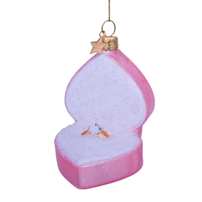 Jólaskraut - Wedding ring in a pink box