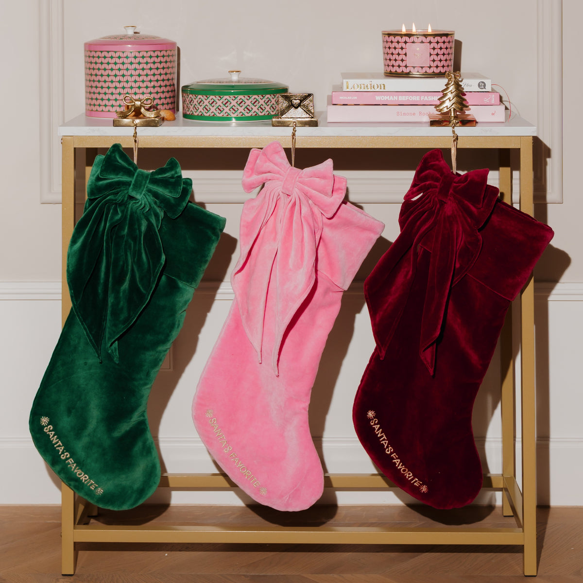 Velúr jólasokkur - Pink