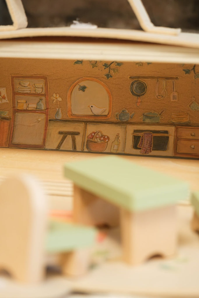 Log House with Miniature Friends