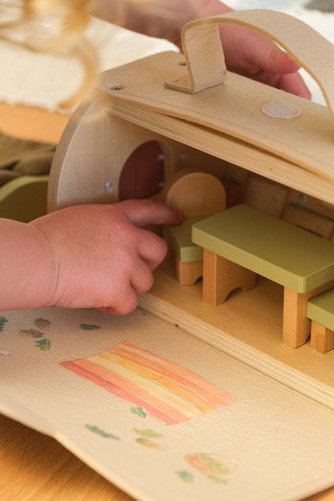 Log House with Miniature Friends