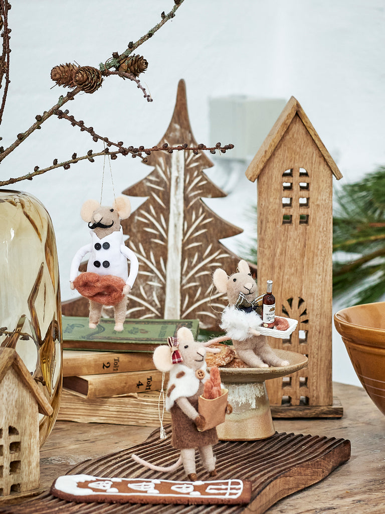 Jólaskraut 3 stk. - þæfð ull/french mice