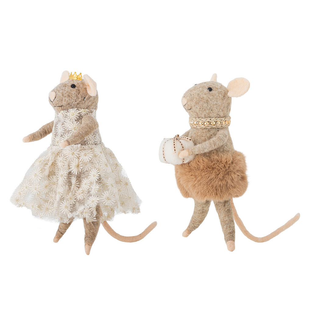 Jólaskraut 2 stk. - þæfð ull/dressy mice