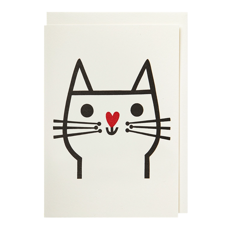 Kort - Cat with Heart Nose