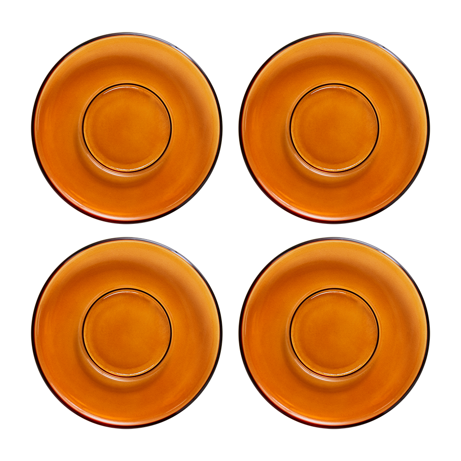 70's undirskálar amber brown -  4 stk.