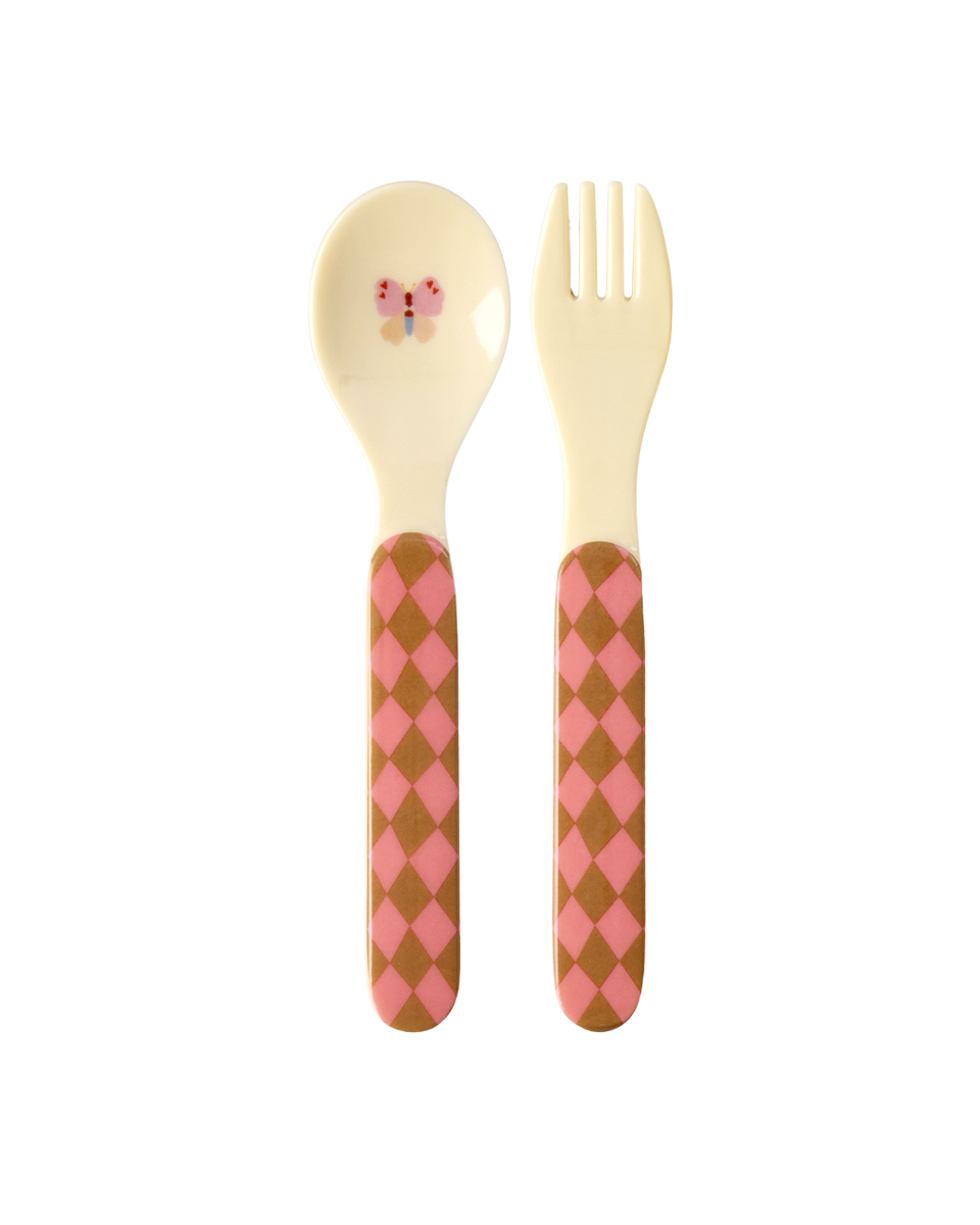 Skeið og gaffall melamine - Music band/pink