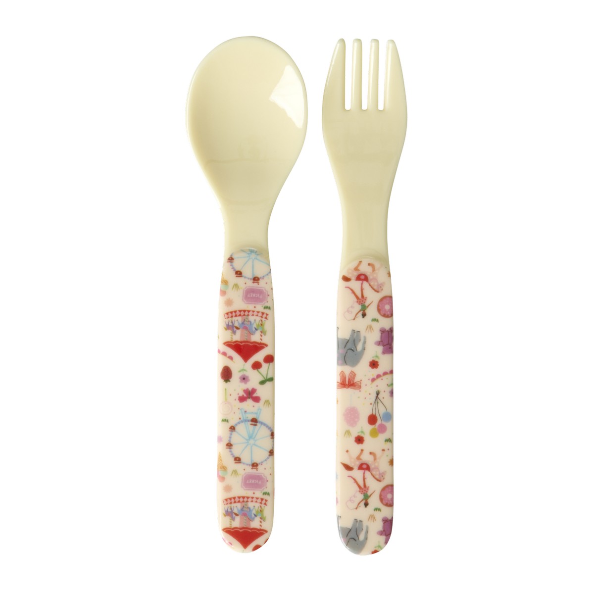 Skeið og gaffall melamine - Fun Fair/Pink