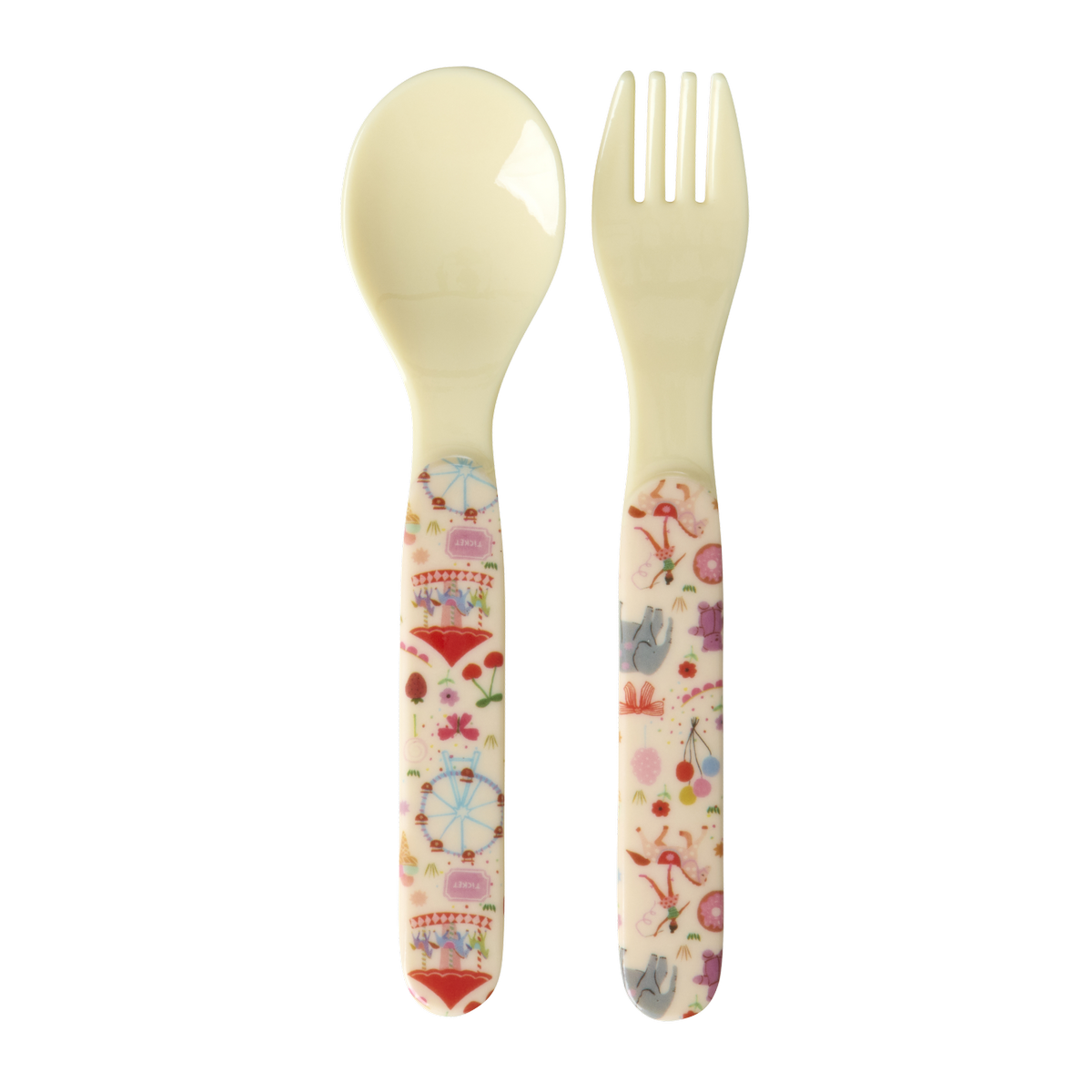 Skeið og gaffall melamine - Fun Fair/Pink