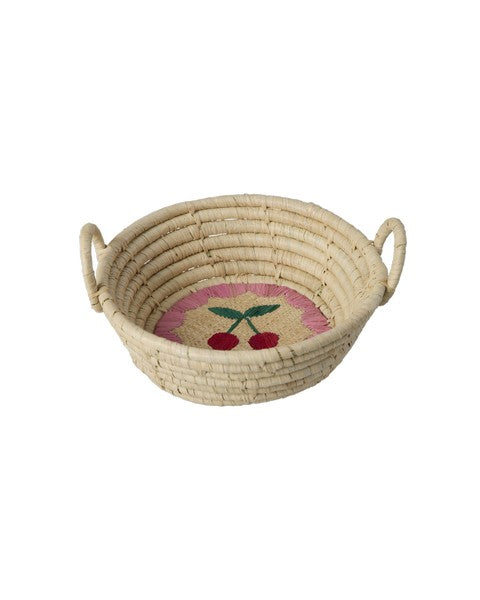 Karfa raffia - hringlaga/cherry