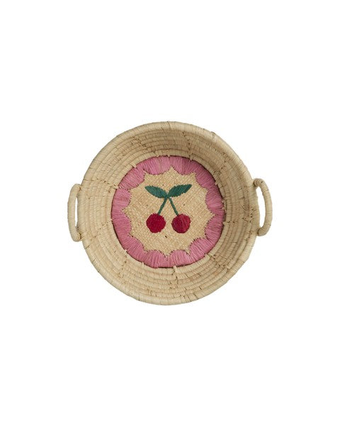 Karfa raffia - hringlaga/cherry