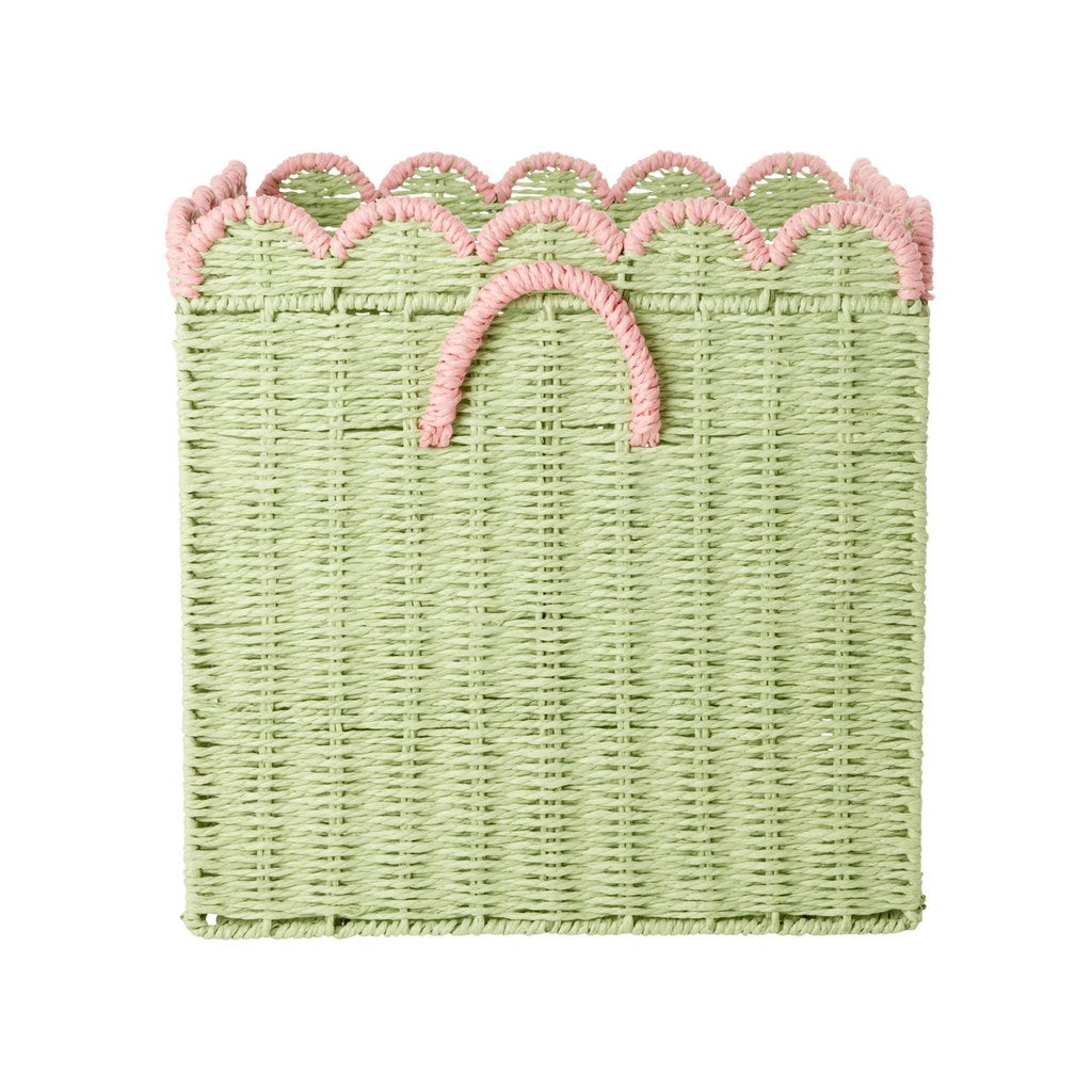 Karfa samanbrjótanleg stór - Green/Soft Pink Scallop