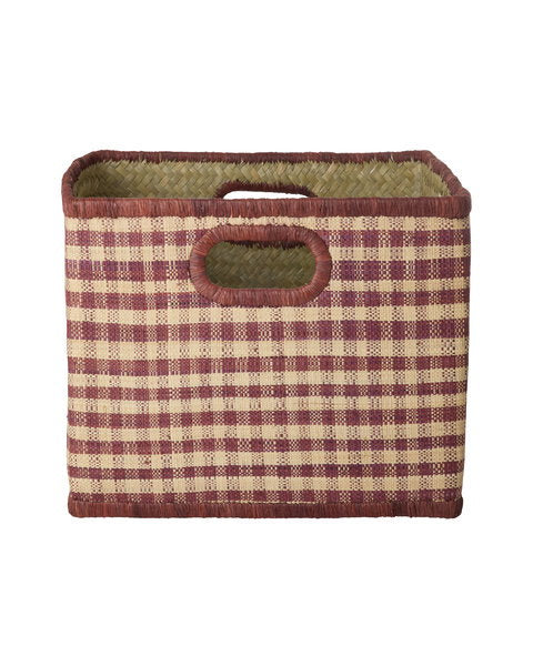 Karfa raffia - Stór/Brown Checks