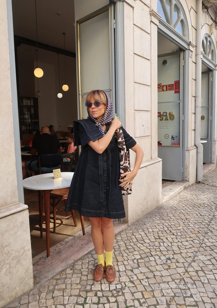 Triangle Scarf - Blue & Brown Stripe