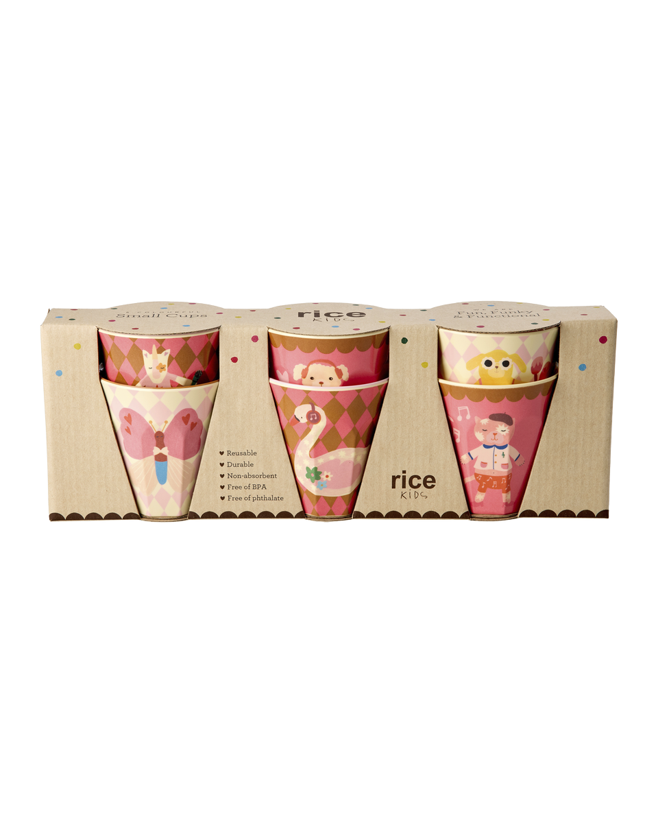 Glös melamine 6 stk. lítil  - Music band/pink
