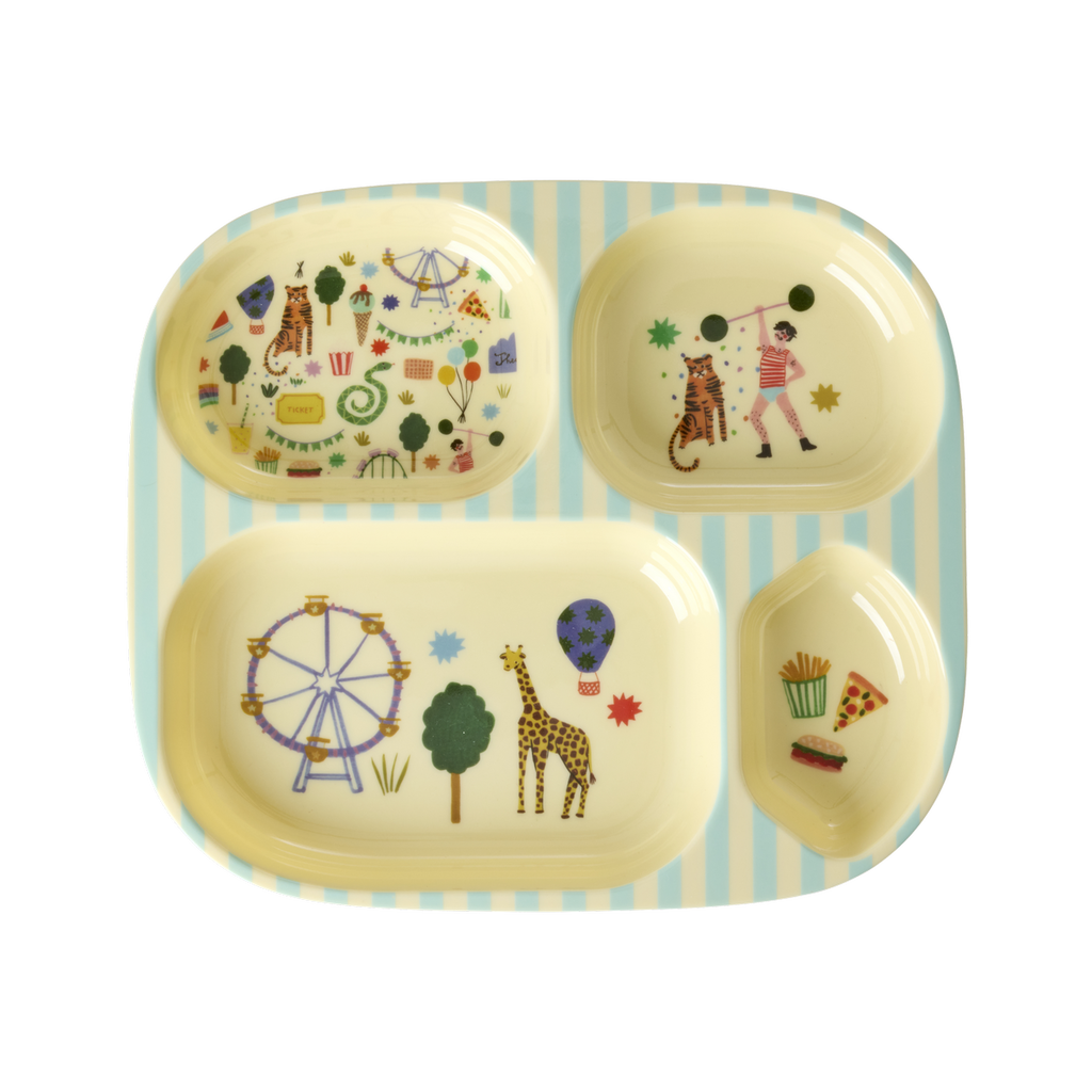 Matardiskur melamine með hólfum - Fun Fair/Mint