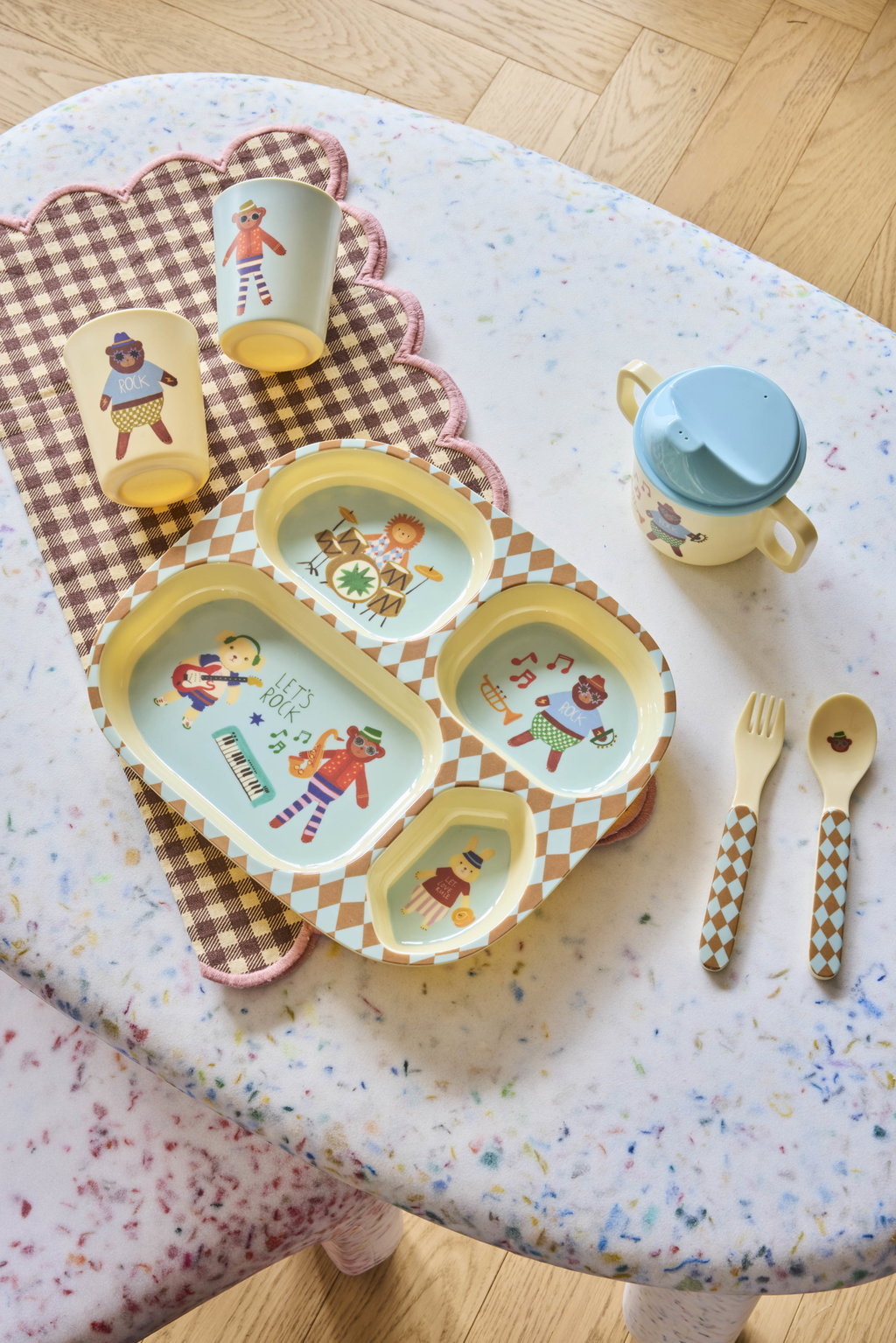 Matardiskur melamine með hólfum - Music band/mint