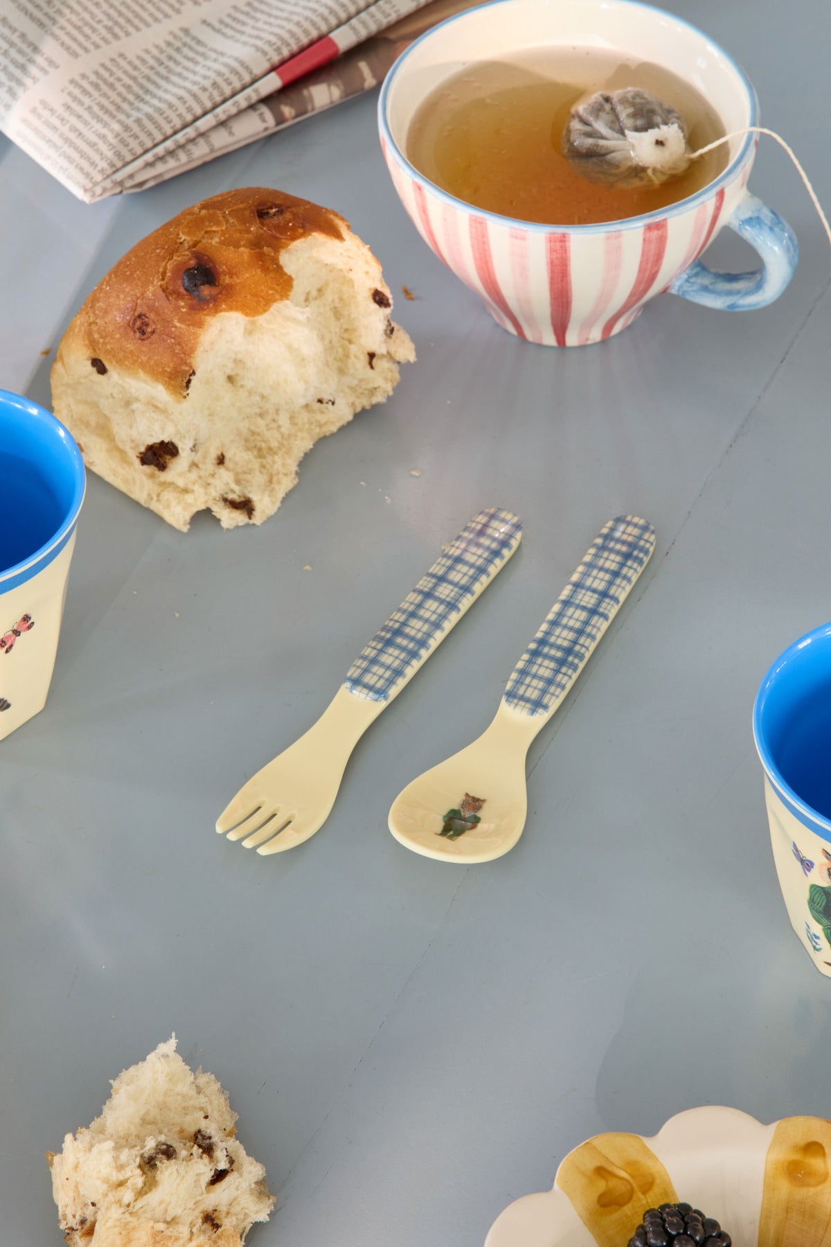 Skeið og gaffall melamine - Nathalie Lété Print/Blue