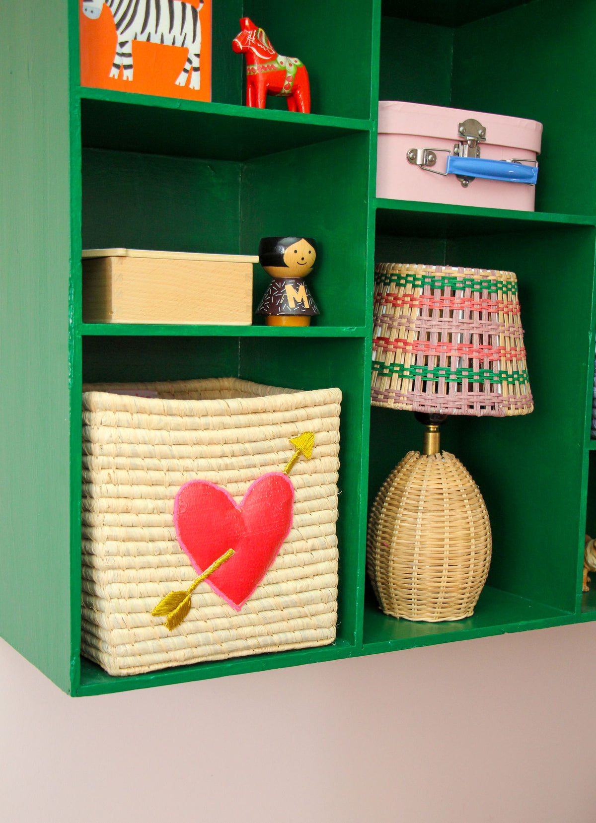 Karfa raffia - Lítil/3D heart