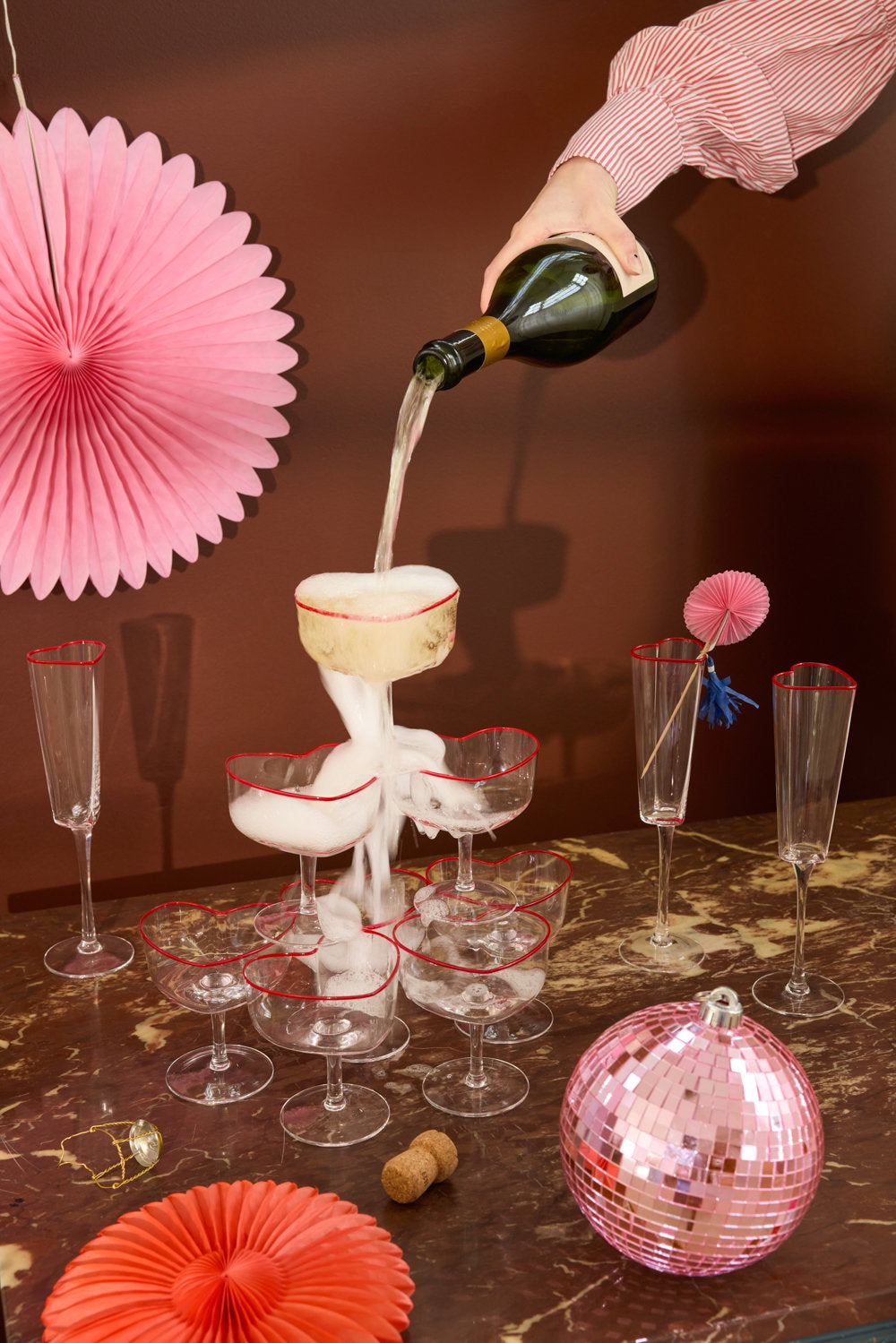 Kampavínsglas hátt - heart