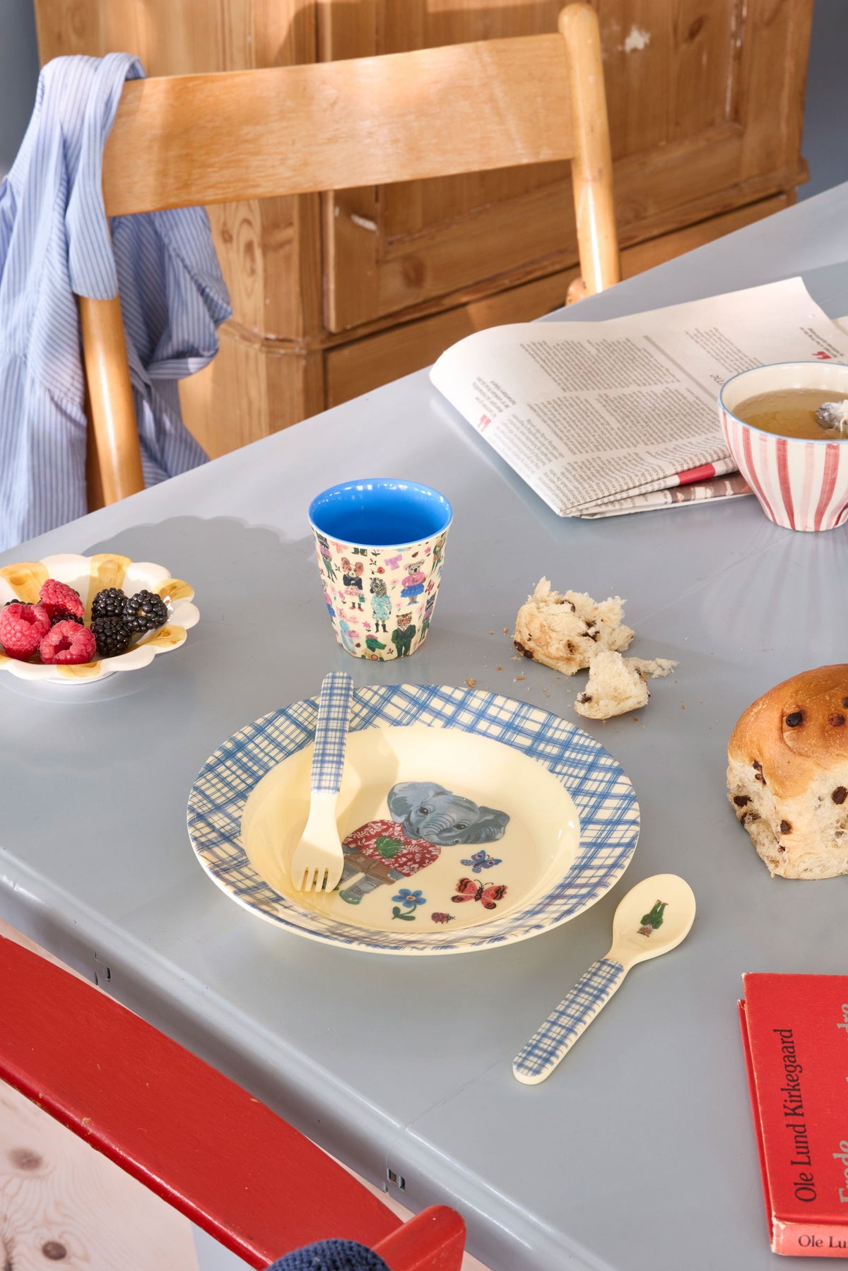 Skeið og gaffall melamine - Nathalie Lété Print/Blue