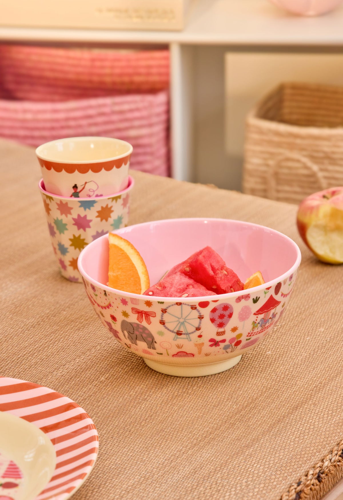 Skál melamine stór - Fun Fair/Pink