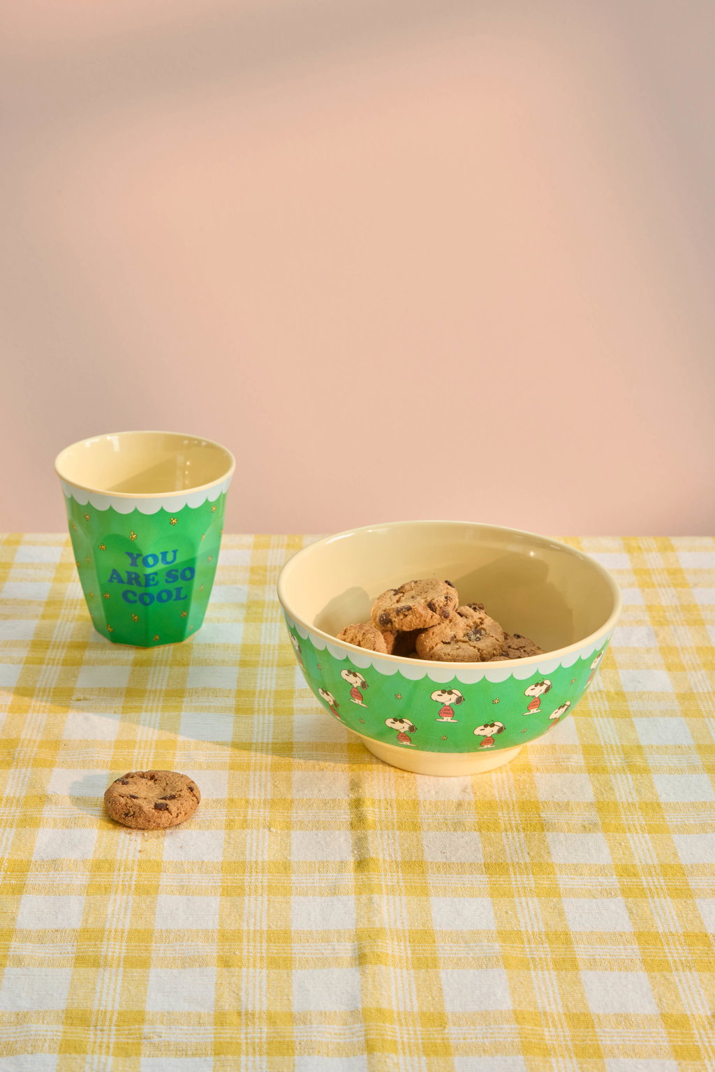 Skál melamine stór - Snoopy/green