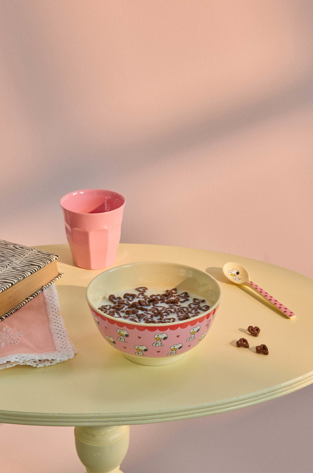 Skál melamine stór - Snoopy/Pink