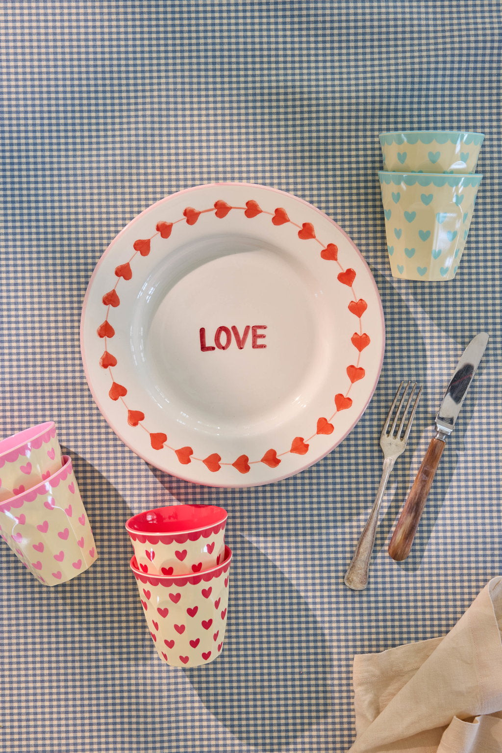 Glös melamine 6 stk. - Hearts print