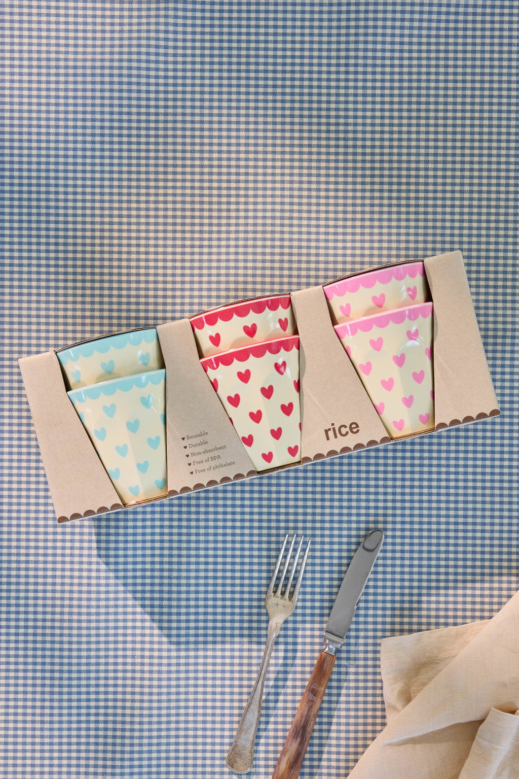 Glös melamine 6 stk. - Hearts print