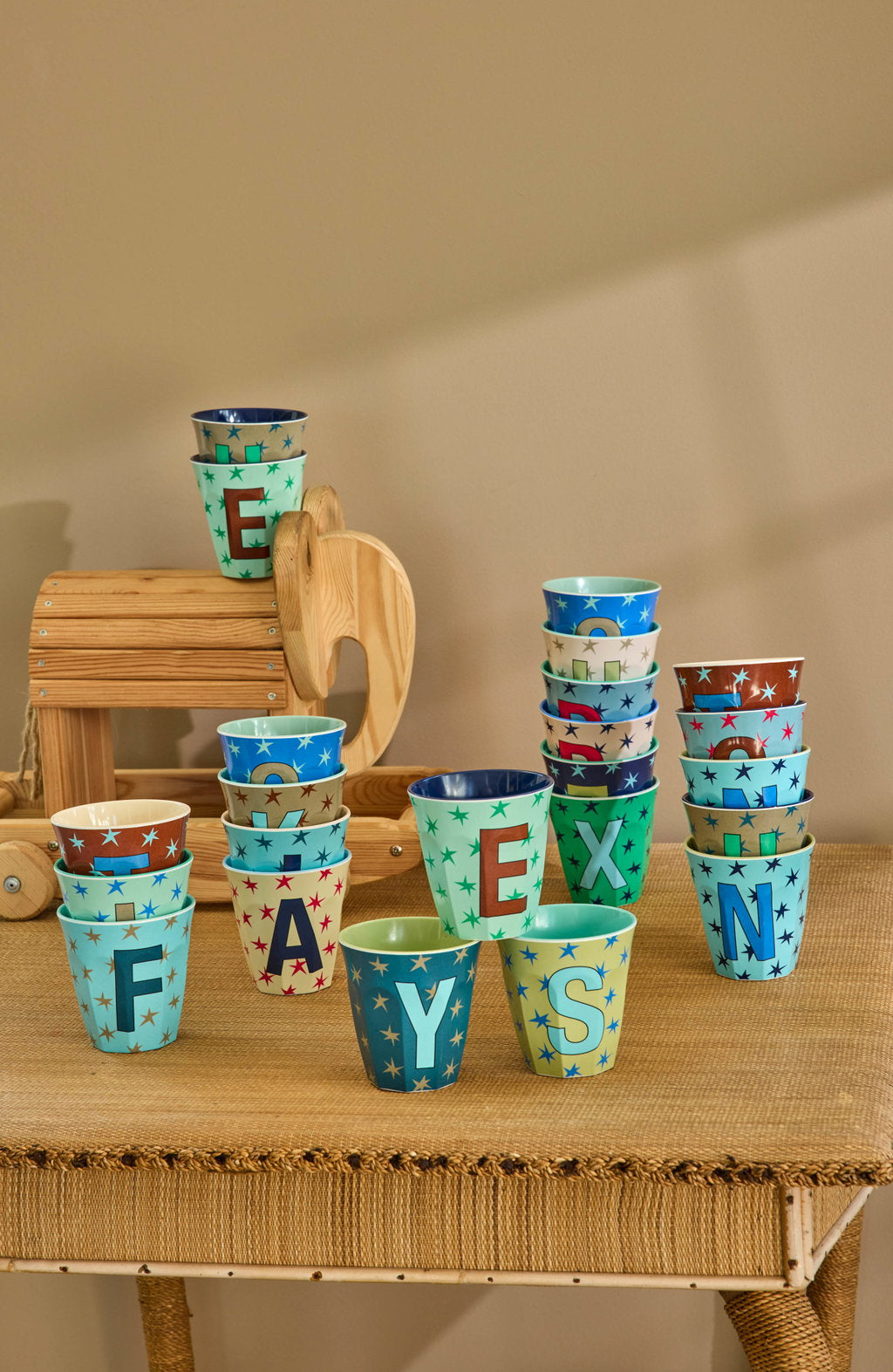 Glas melamine blueish/stars - Alphabet
