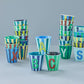 Glas melamine blueish/stripes - Alphabet