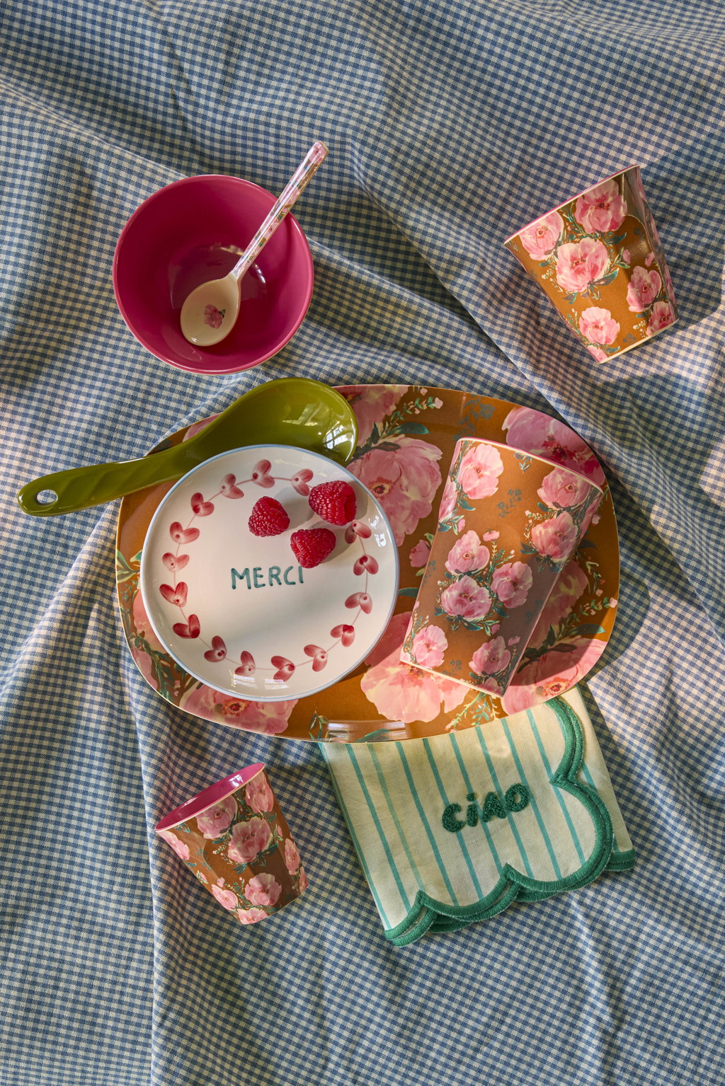 Glas melamine - Floral fiesta rose