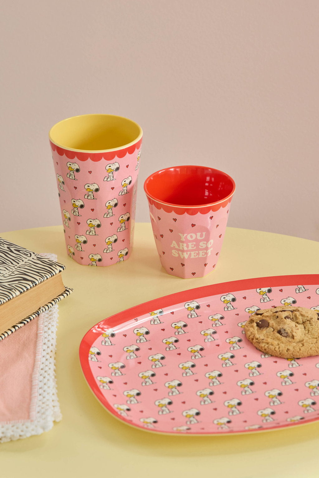 Glas melamine - Snoopy/Pink